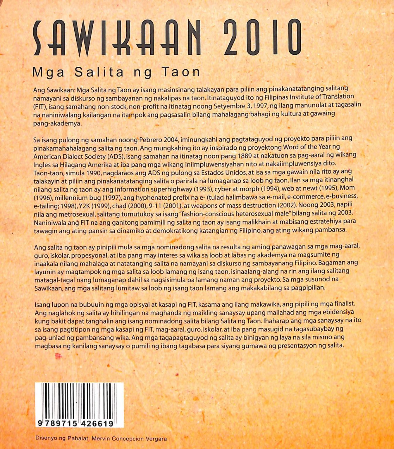 Sawikaan 2010: Mga Salita ng Taon | Museo Kordilyera